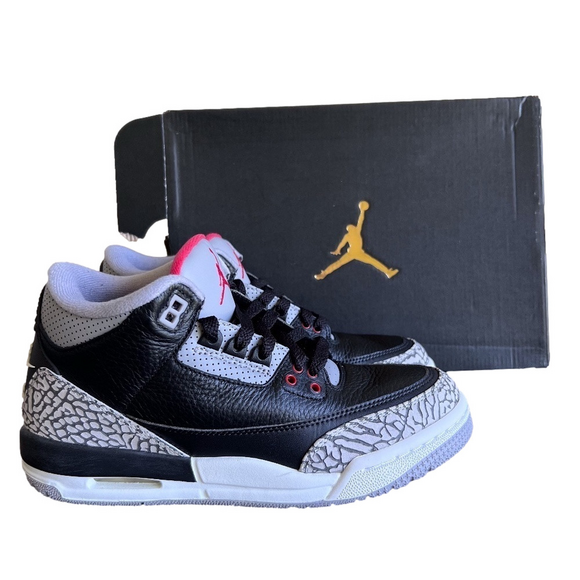 Nike Air Jordan 3 Retro OG BG Black Cement Sneaker Size 6Y...